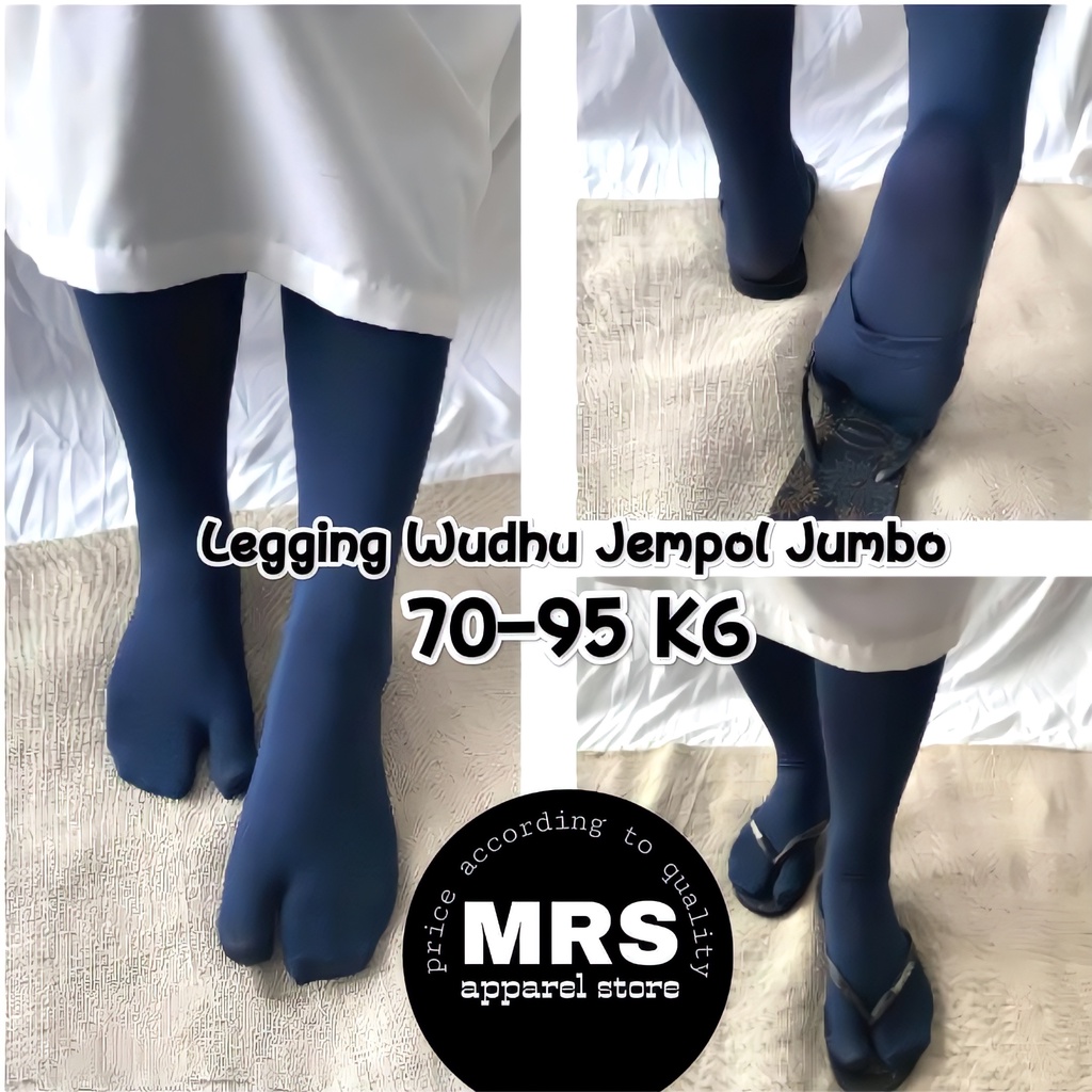 Legging Wudhu Jempol Jumbo Polos Muslimah Muat 70-95 Kg