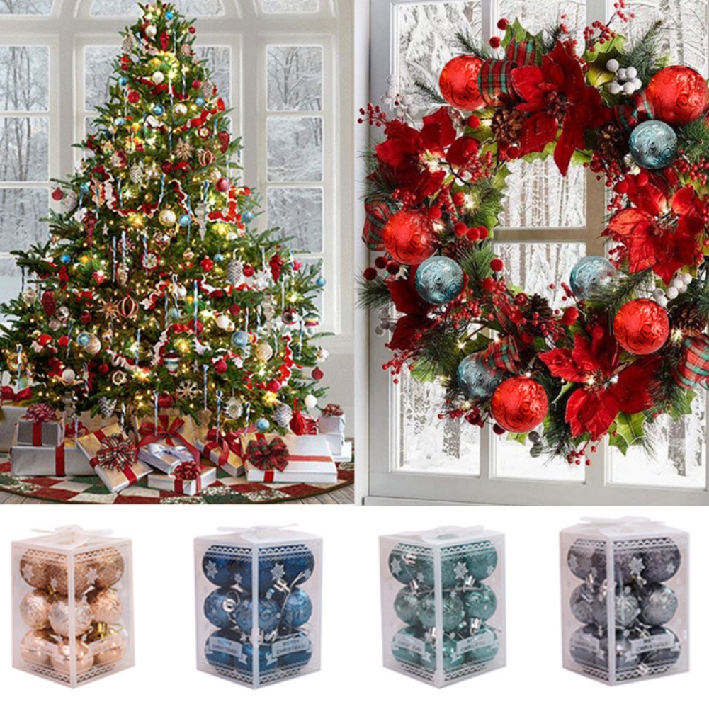 ღ 2023 12Pcs Natal Dekorasi Bola 9 Warna Pohon Natal Bola Liontin Merry Natal Bahagia Tahun Baru Hadiah Tinggi kualitas Dekorasi