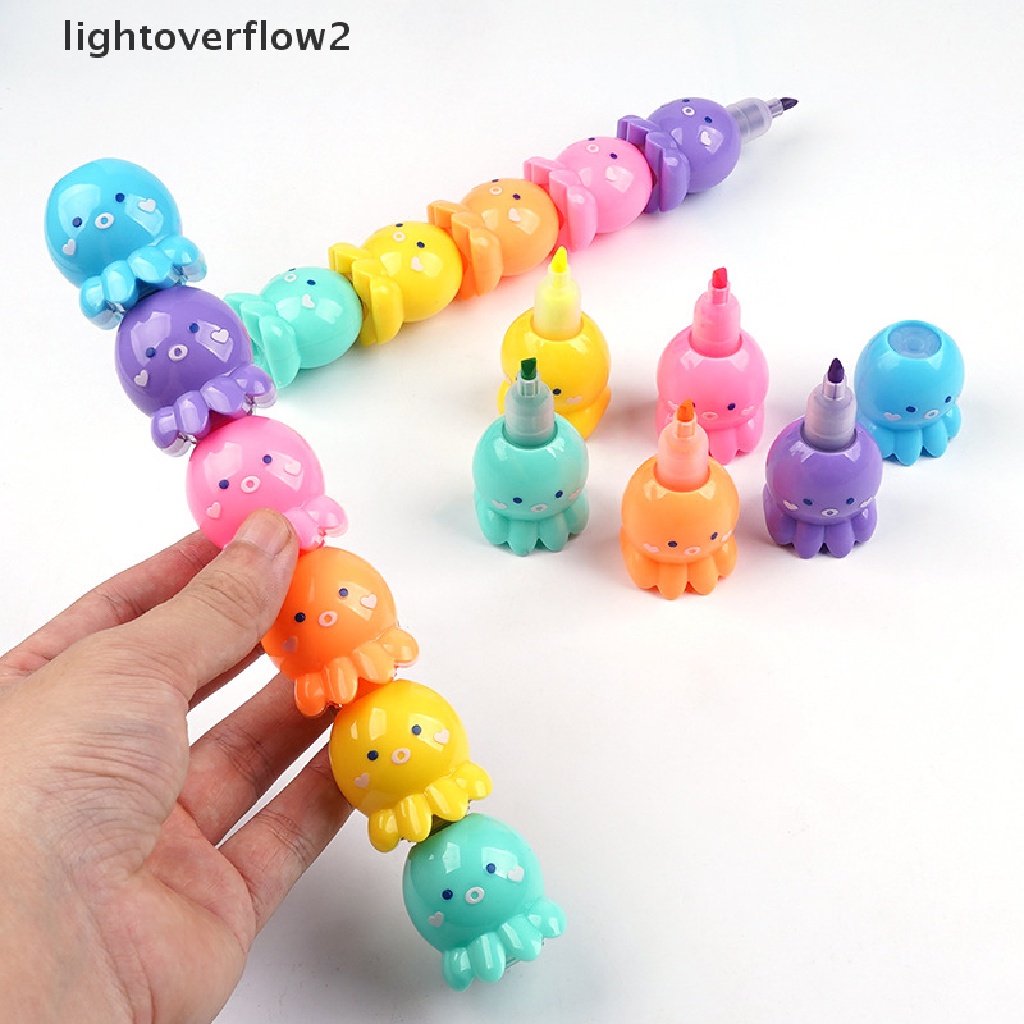 (lightoverflow2) Set Spidol Highlighter 5 Warna Bentuk Gurita (ID)