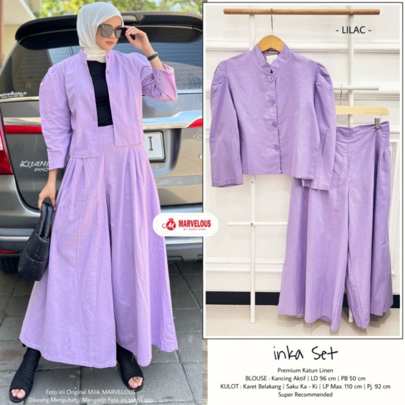 INKA SET BY MARVELOUS / ONESET POLOS MUSLIMAH / Setelan celana kulot wanita LD96