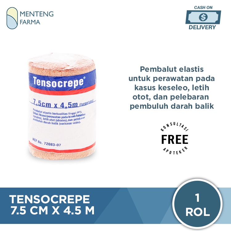 Tensocrepe Perban Elastis 7.5 CM x 4.5 M - Elastic Bandage Perban Kain Cedera Keseleo