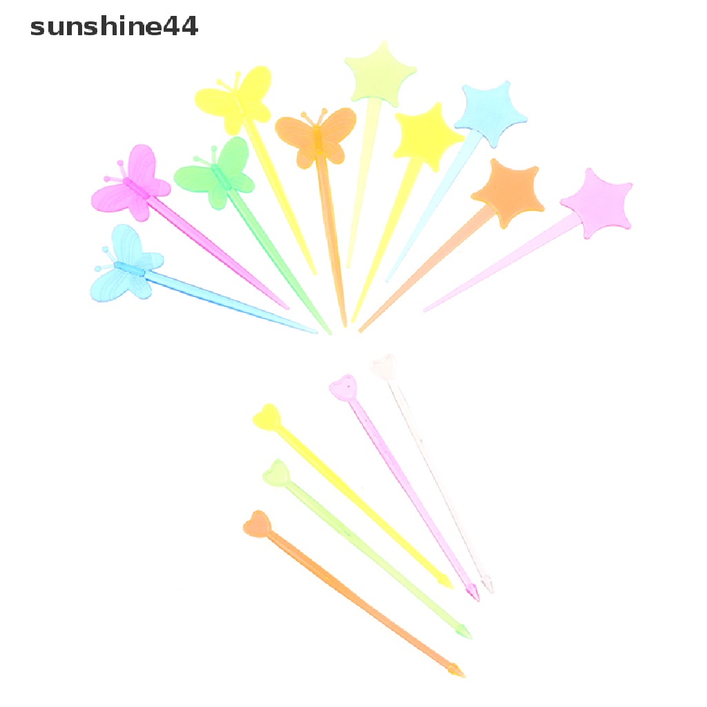 Sunshine 1 Set Garpu Buah / Dessert / Kue / Snack Bentuk Kupu-Kupu Untuk Dekorasi Bento