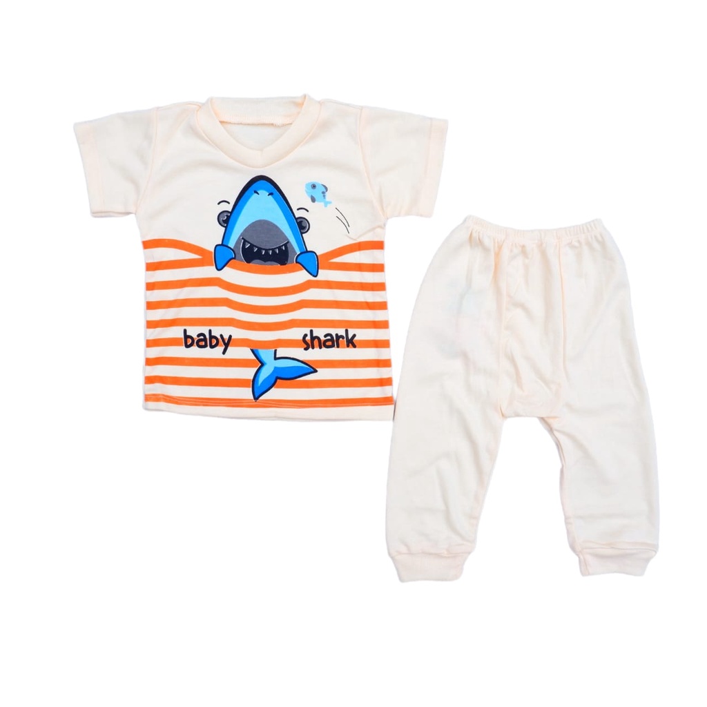 Set Baju Bayi Katun Double Premium Setelan Baju Pendek Celana Panjang Pampers Kiwari