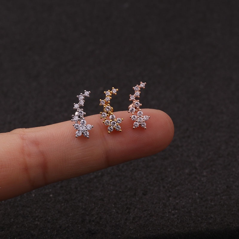 1 Pc Anting Tindik Bahan Zirkon Gaya Korea