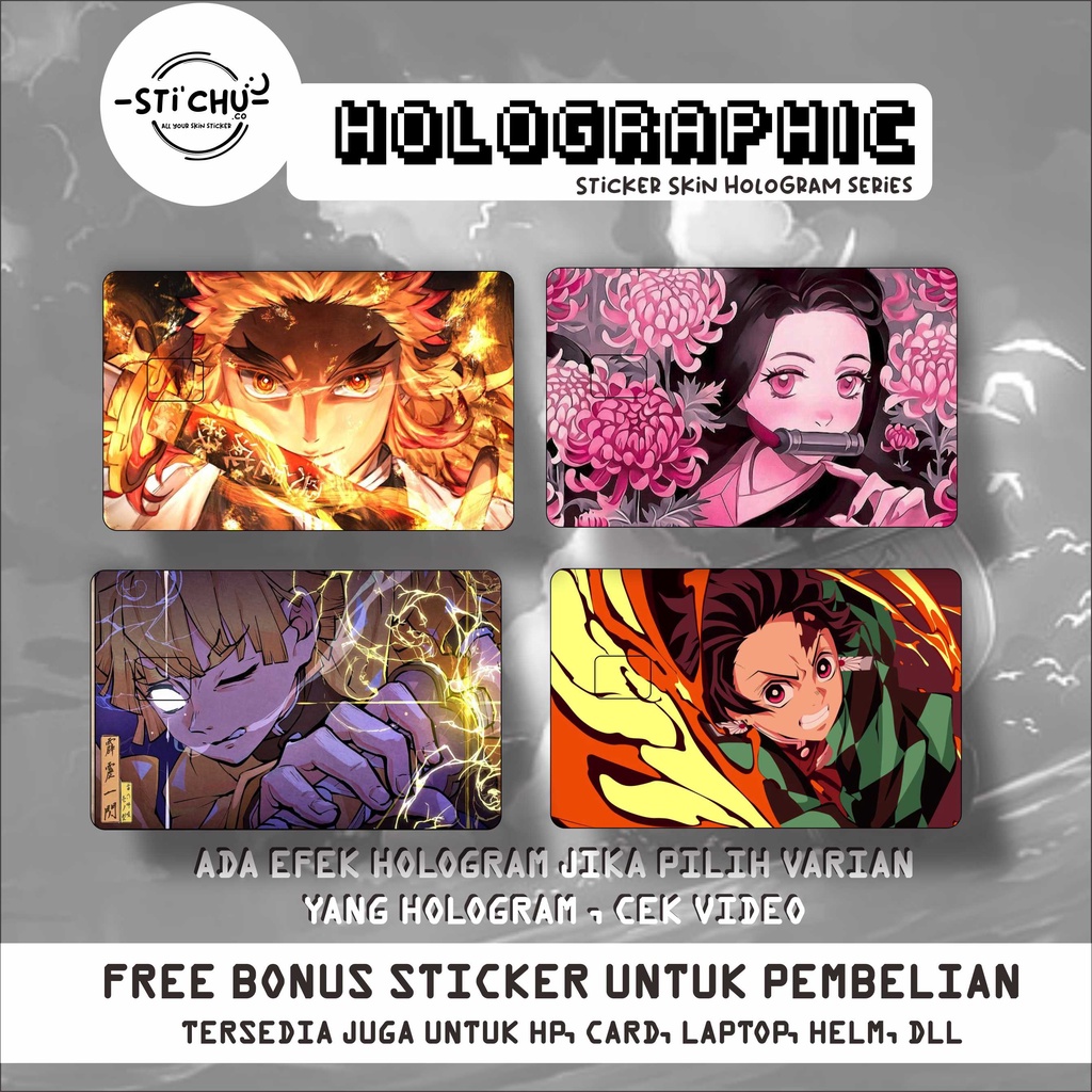 

Sticker Kartu Atm Skin Card HOLOGRAM DEMON SLAYER flazz emoney dll