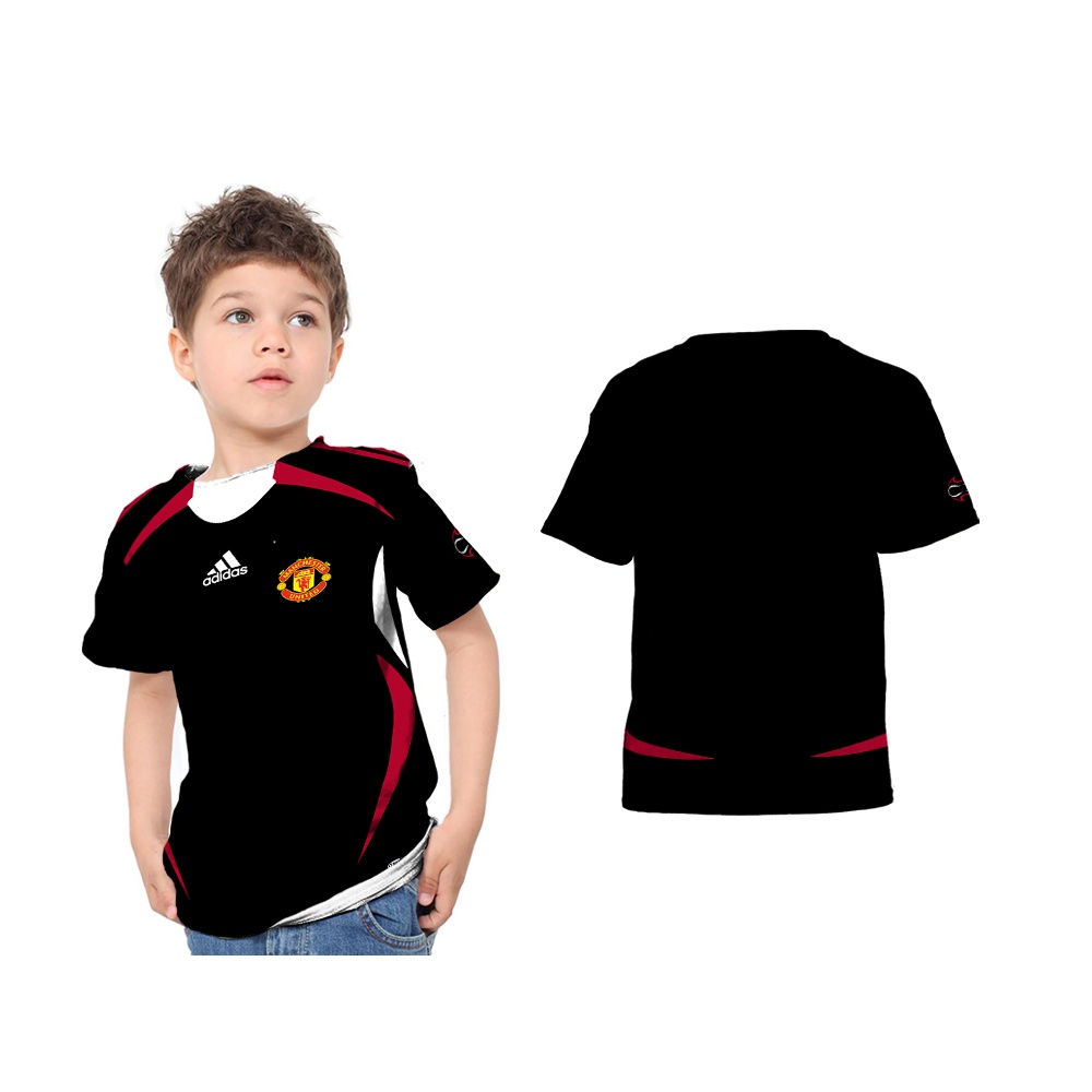 Kaos Baju T-Shirt Jersey Anak Manchester United Training Hitam Jennie Fullprint Custom