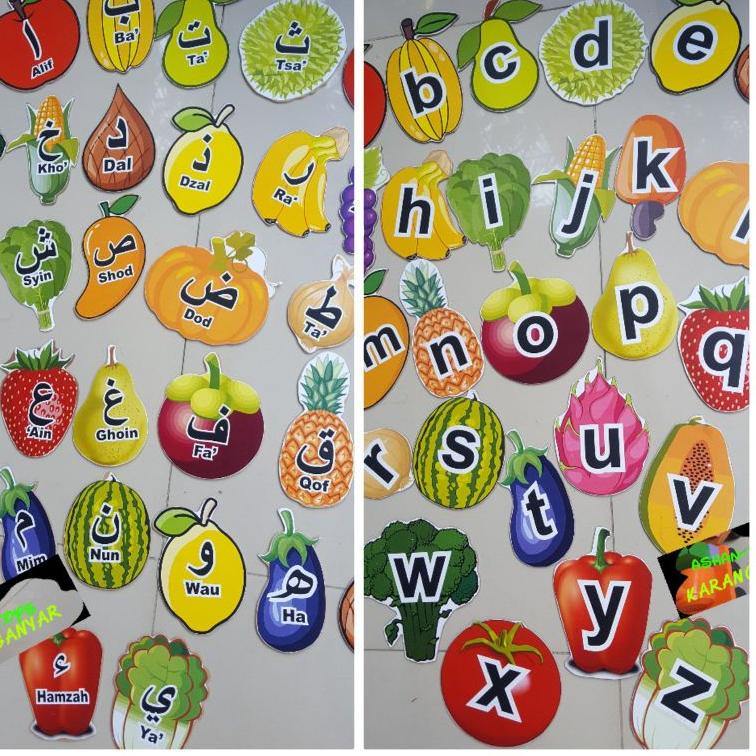 SGA.18Oc22м ‣ Abjad,Hijaiyah,,Dinding,Hiasan Dinding,Hiasan Kelas,Buah Abjad,Buah Hijaiyah