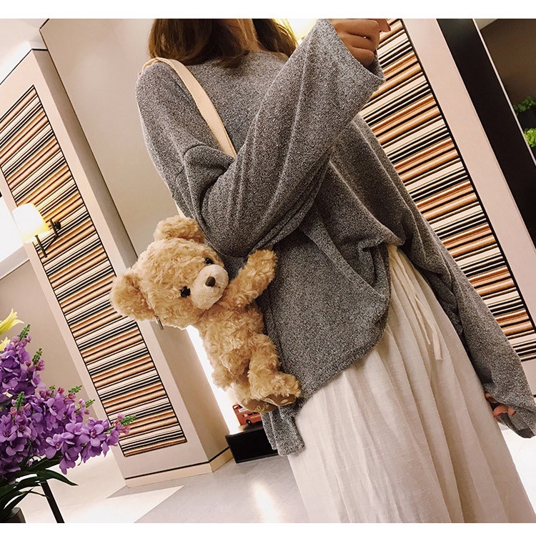 T&amp;Y Tas Boneka Beruang Selempang Fashion Dewasa &amp; Anak Karakter Bulu Teddy Bear Premium Cute