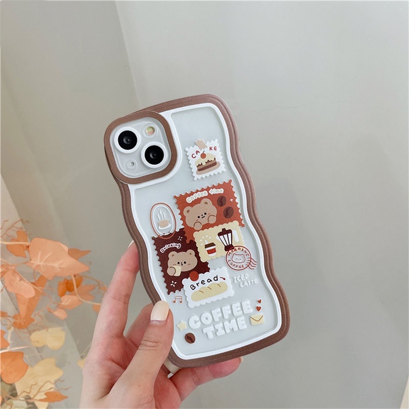 Soft Case Silikon Transparan Motif Kartun Beruang Untuk iPhone 14 13 12 11 Pro Max X Xr Xs Max 8 7 6 6s Plus