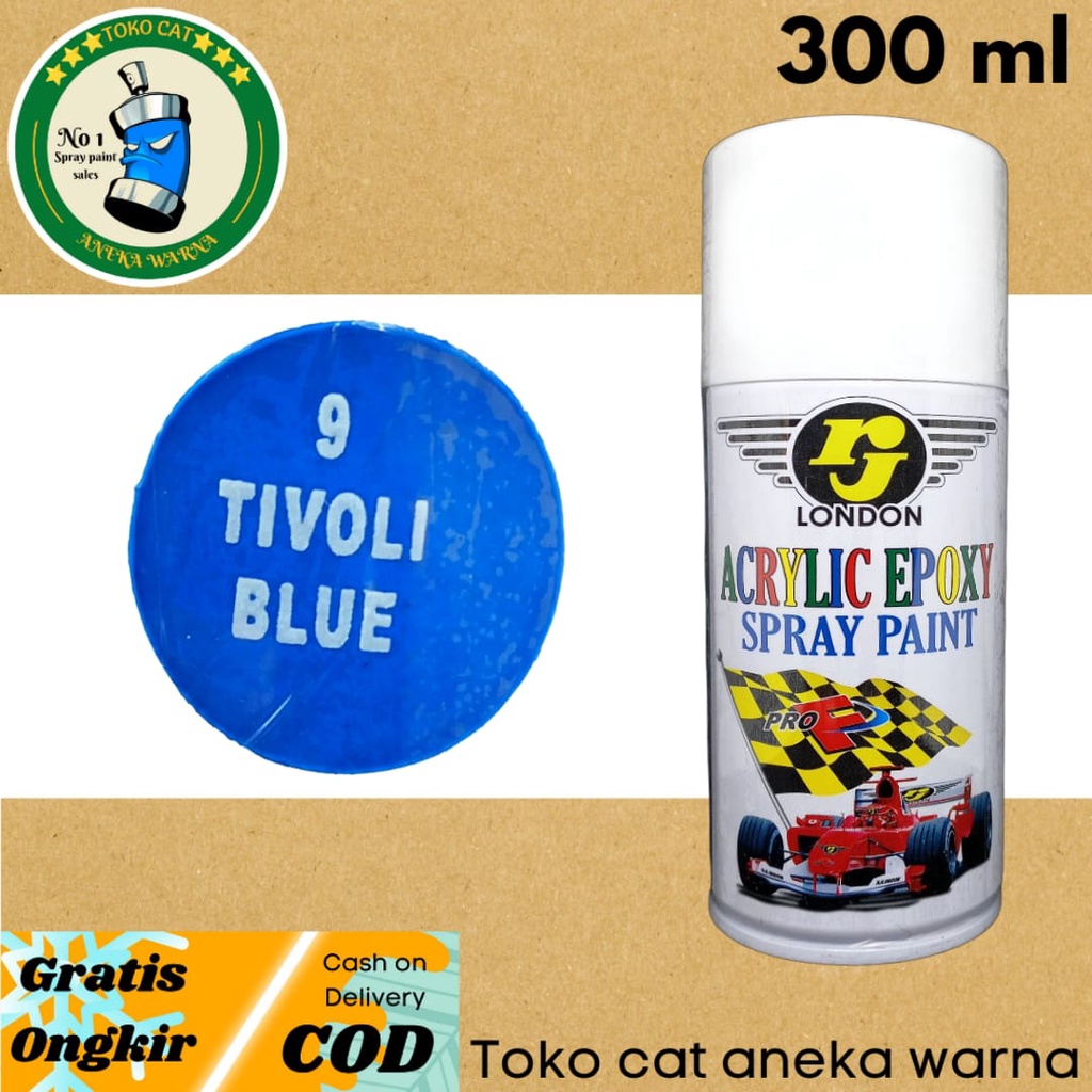 CAT SEMPROT 300ml TIVOLI BLUE RJ LONDON PILOK PILOX SPRAY PAINT UNTUK BODY MOTOR MOBIL BESI KAYU PLASTIK