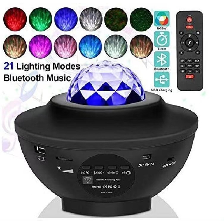 Lampu Proyektor Dengan Speaker Star Projector Bluetooth Voice/Remote Control Colorful Light Change with USB Port Tidur Proyektor 2in1