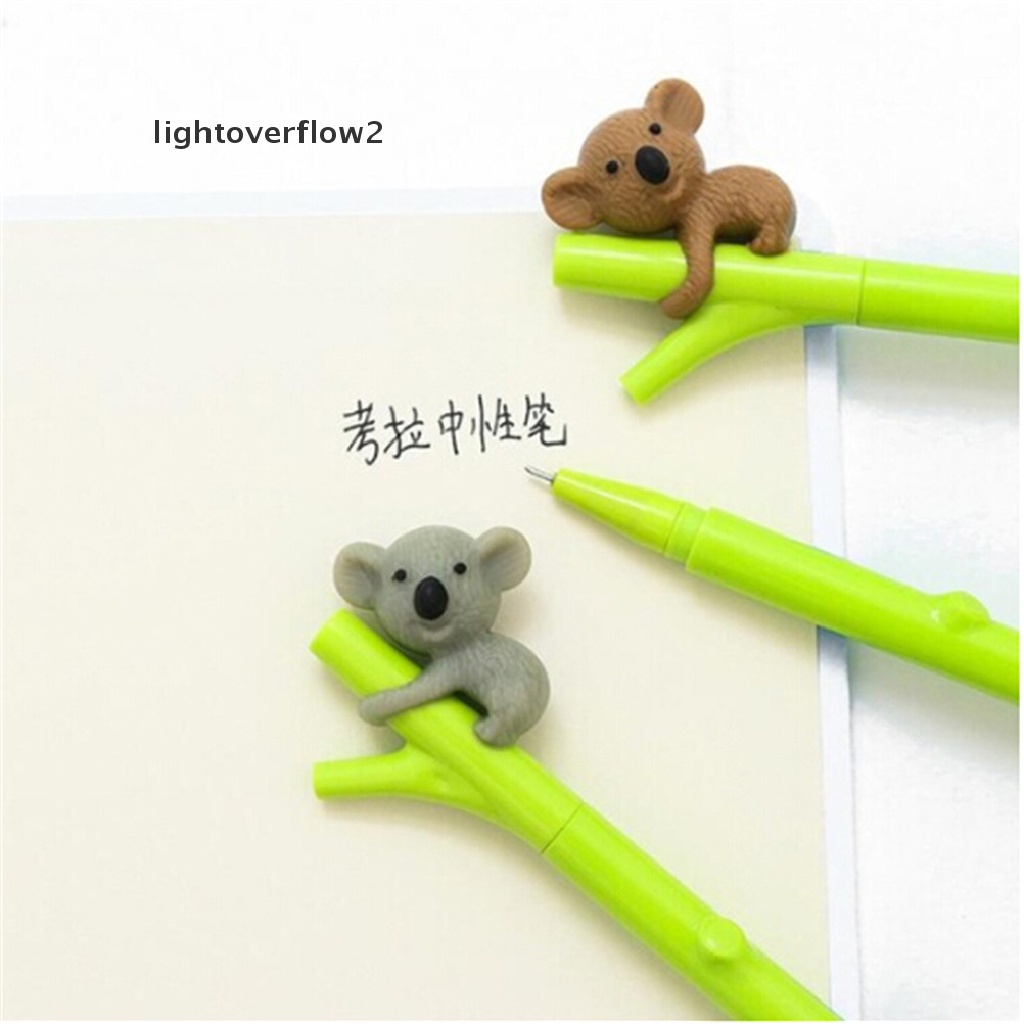 (lightoverflow2) 3pcs Pulpen Tinta Hitam 0.5mm Bentuk Koala Untuk Anak-Anak