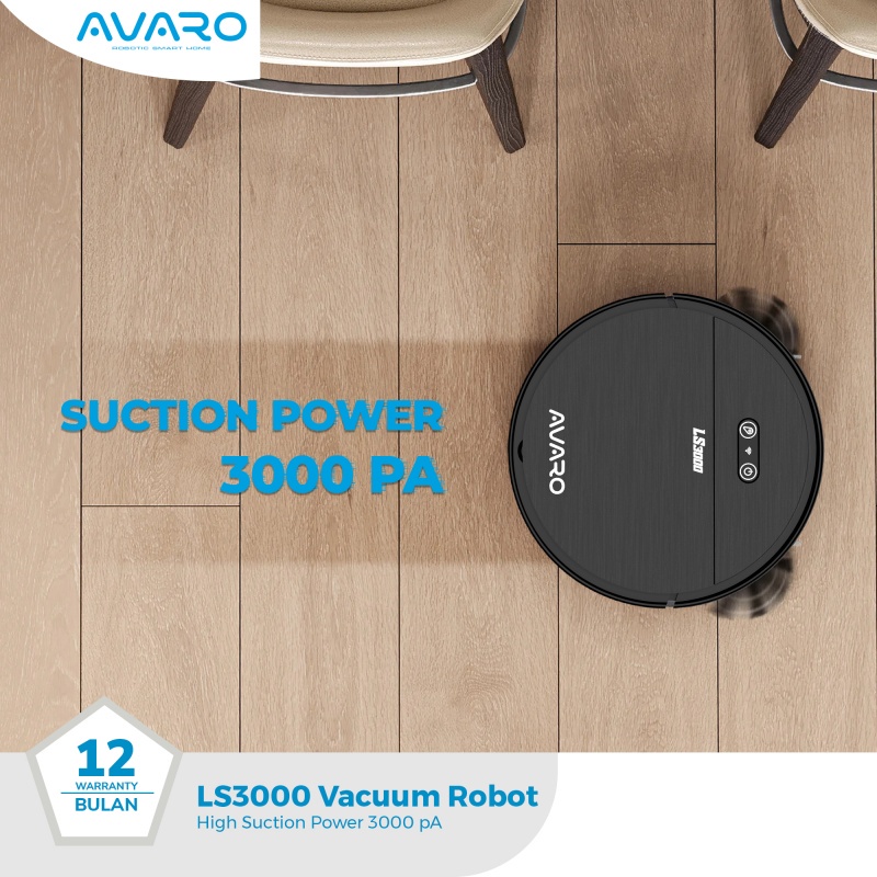 AVARO Laser LS3000 ROBOT VACUUM CLEANER 3000PA Ai Sensor Anti Bump &amp; Fall