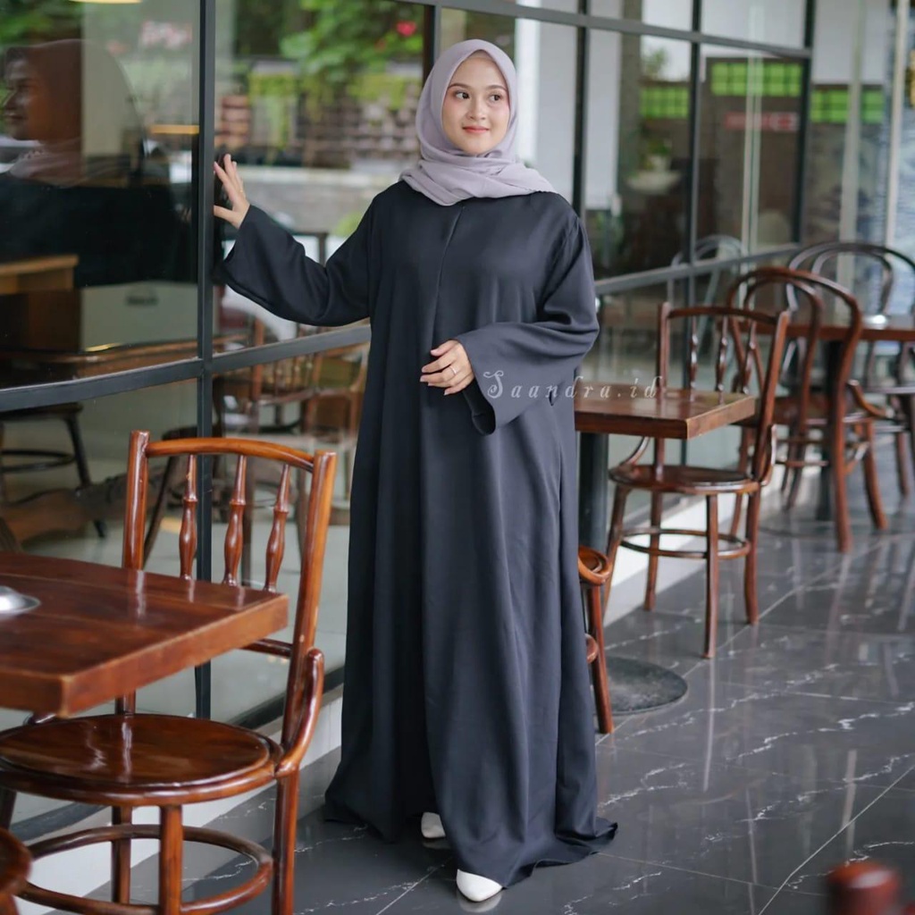 Alesha Gamis Wanita Terbaru Warna Hitam I Gamis Polos