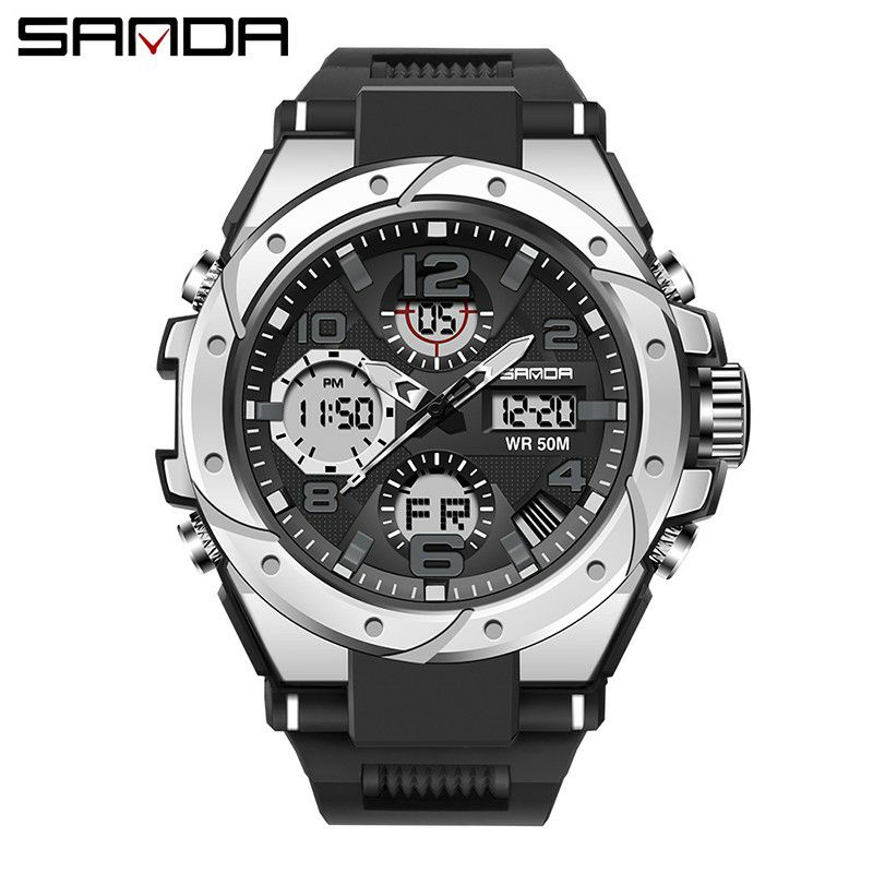 TERBARU SANDA 6008 Jam Tangan Pria Digital Analog Tali Rubber Chronograph Anti Air