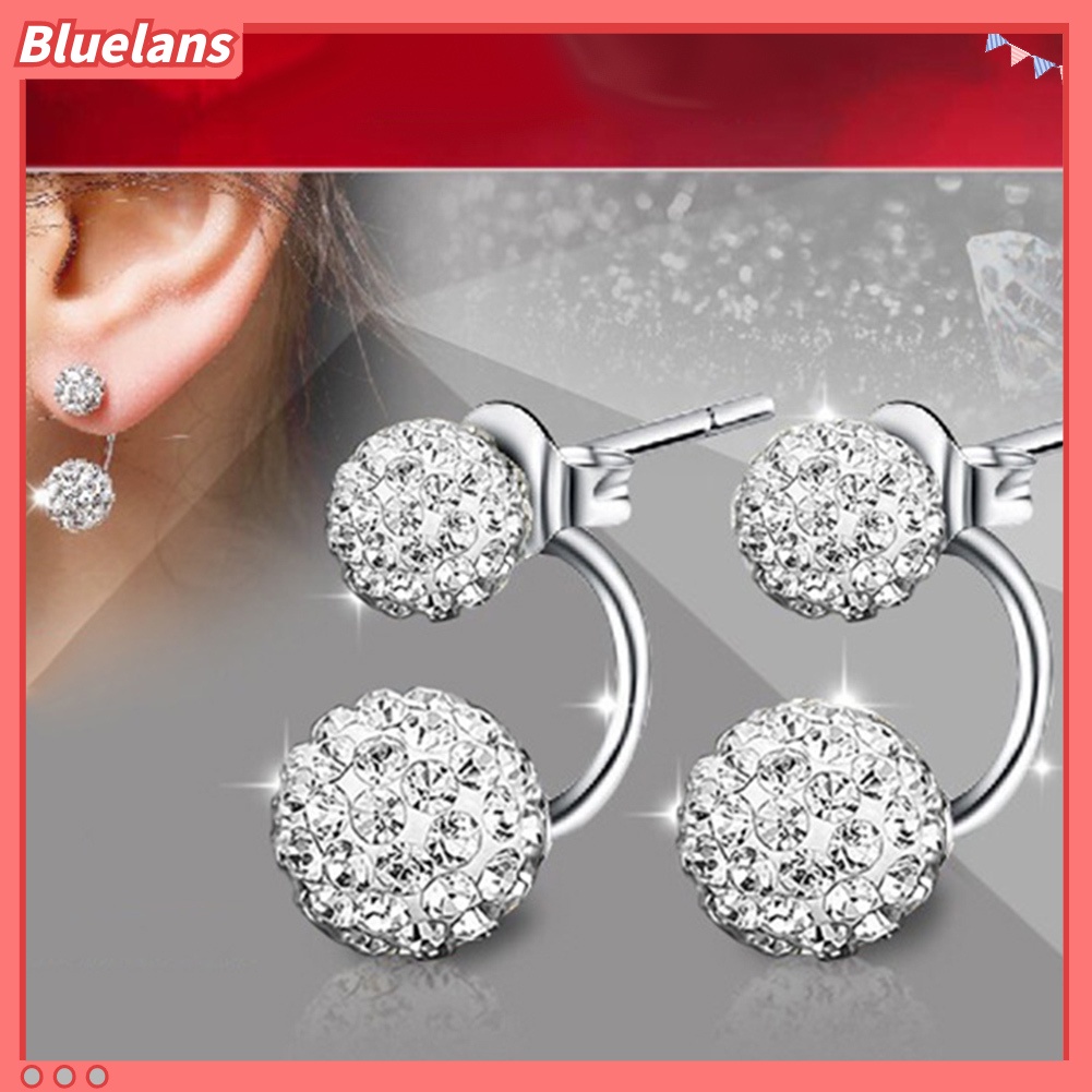 Bluelans Fashion Women Rhinestone Inlaid Ball Shape Pendant Stud Earrings Jewelry Gift