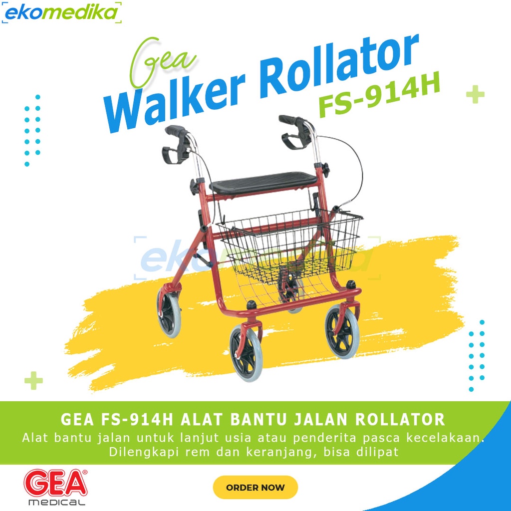 Walker Rollator GEA FS 914H / FS 914 H Walker Duduk Roda Alat Bantu Jalan