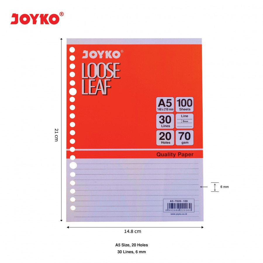 

Loose Leaf Joyko A5 100 Lembar 70 Gsm Kertas Isi Binder - SHAGB