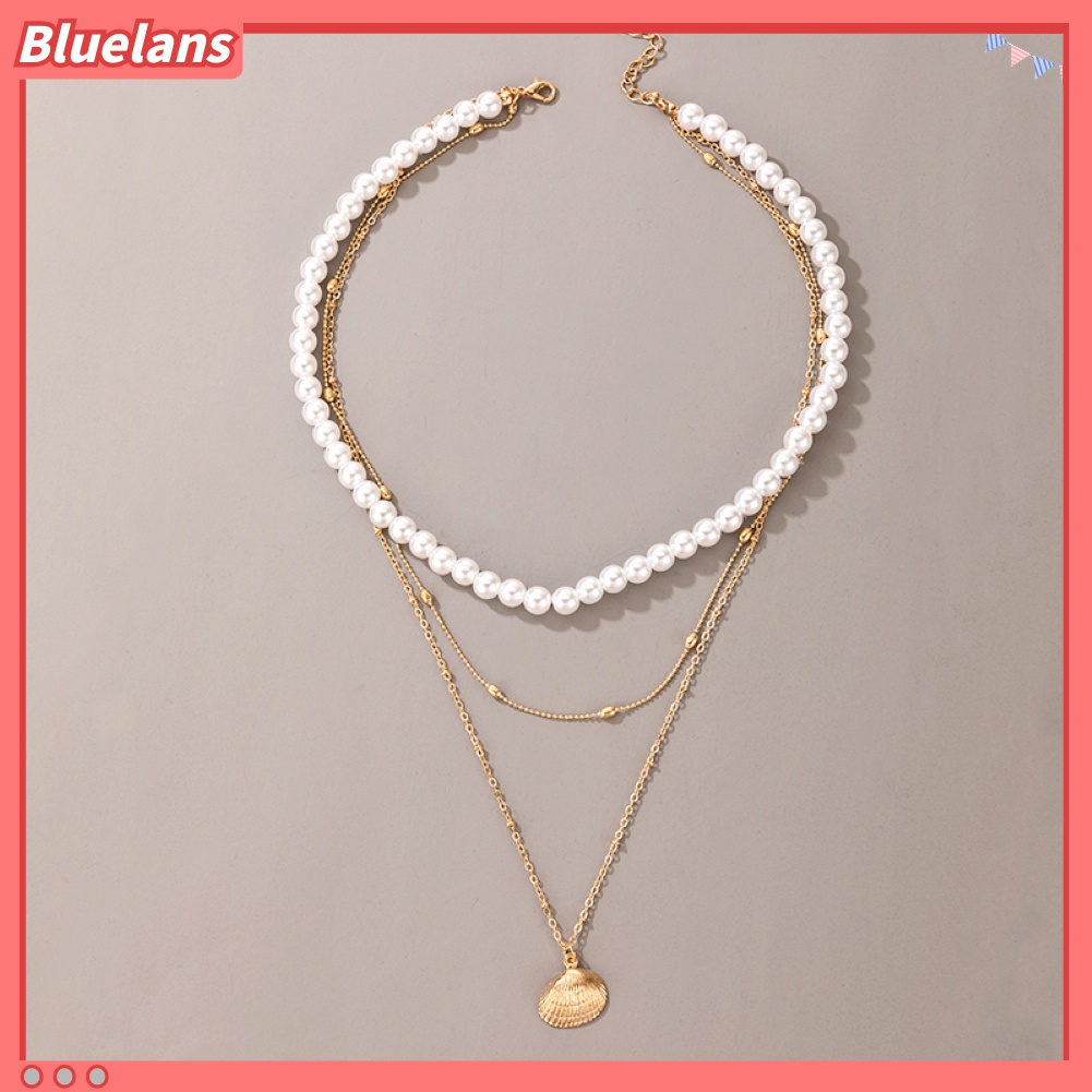 Kalung Rantai Klavikula Hias Mutiara Palsu Bentuk Hati Gaya Retro Untuk Wanita