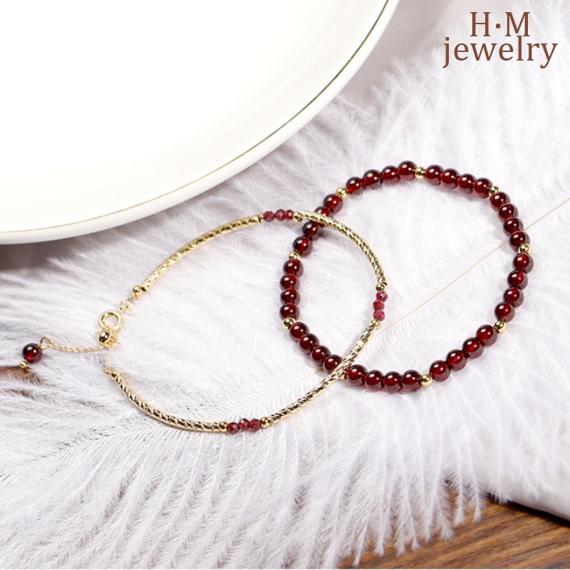 Set Gelang Kristal Garnet