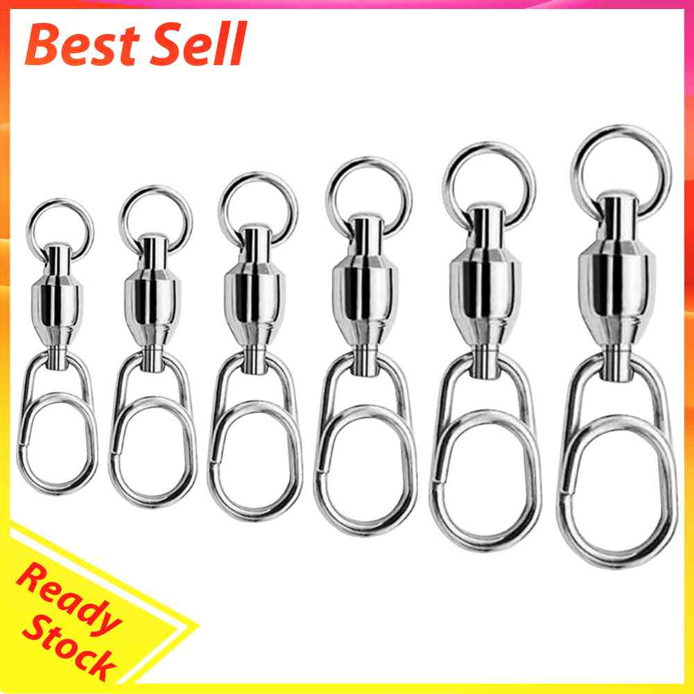 50pcs 8 Word Bearing Rolling Swivel Solid Ring Snap Clip Fishing Lure Connectors
