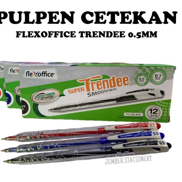 

NEW ㅉ (12pcs) Pulpen Flexoffice Trendee 0.5mm Cetekan Hitam / Biru / Merah ✤