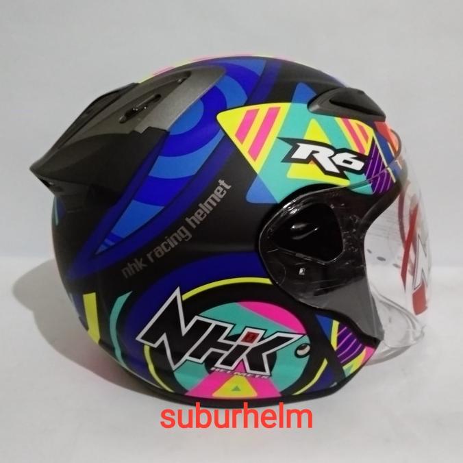 HELM NHK R6 PIGMENT BLACK DOFF DAN GLOSSY SINGLE VISOR