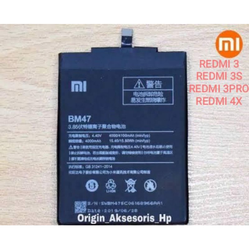 BATERAI XIAOMI BM47 REDMI 3 REDMI 3S REDMI 3PRO REDMI 4X BETTERAY BM 47