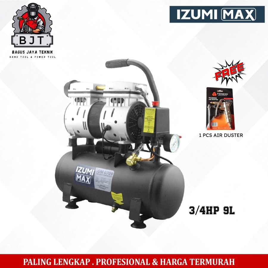IZUMI MAX KOMPRESOR OILES 3/4HP 9 LITER OM 0709 FREE AIR DUSTER TOSEKI