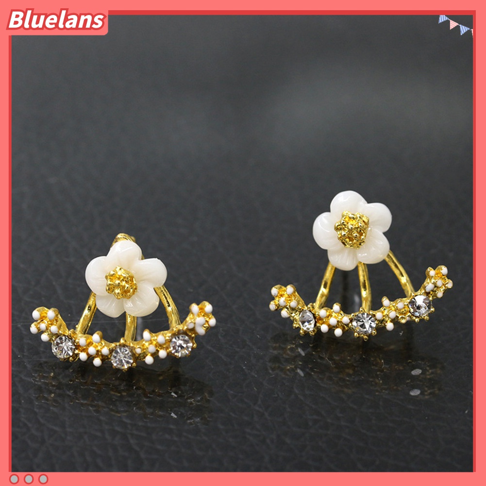 Anting Stud Desain Daisy Aksen Berlian Imitasi Untuk Wanita