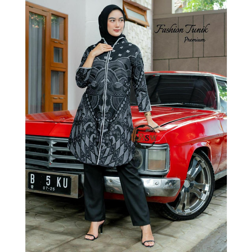 TUNIK BATIK MODERN Tunik Batik Wanta M L XL XXL JUMBO REsliting Depan Busui