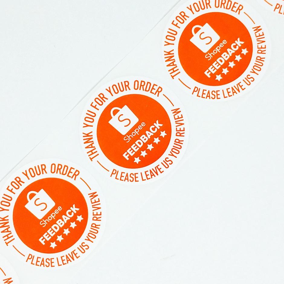 

Hot✔ 500 pcs Sticker Label Thank You Shopee Review Feedback Segel Tag Ucapan 4,5 cm 1 Roll isi 500 pcs ..
