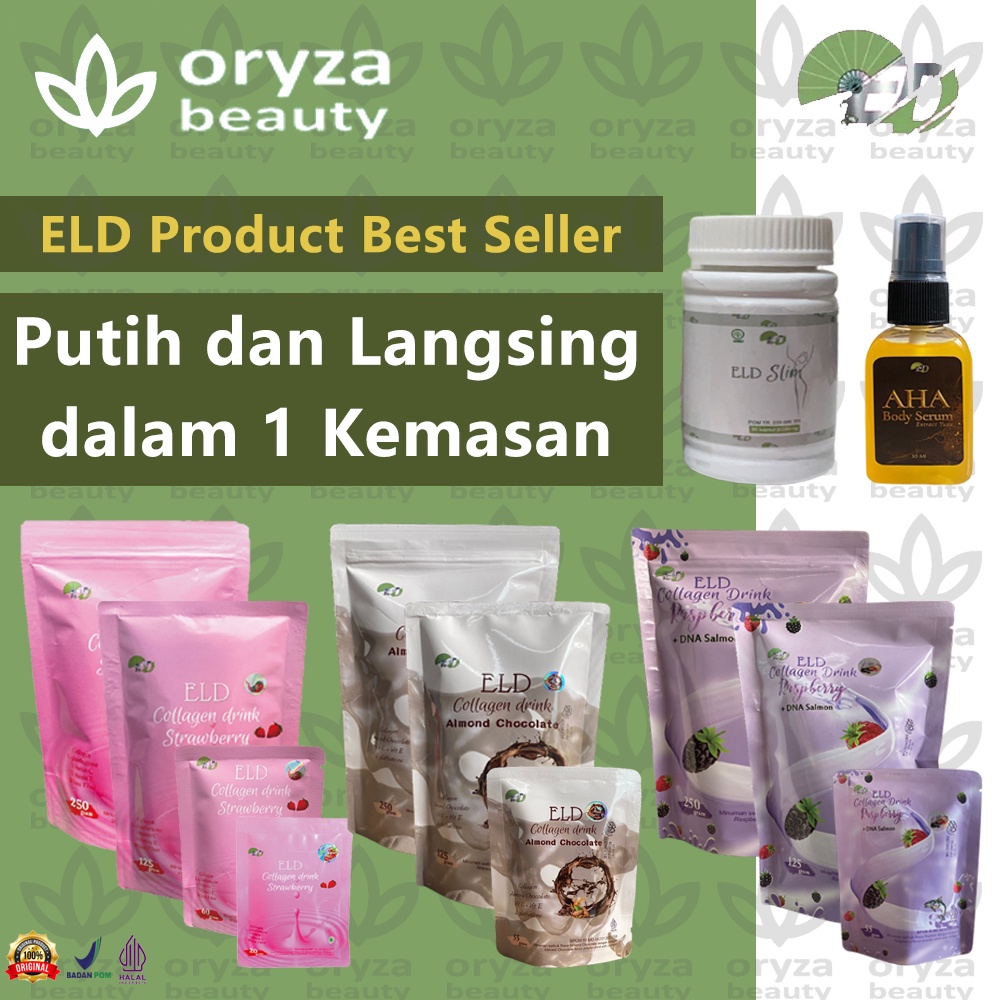 ELD Collagen Drink / AHA Body Serum / ELD Slim / Pemutih Badan BPOM / Pelangsing Badan / Minuman Collagen