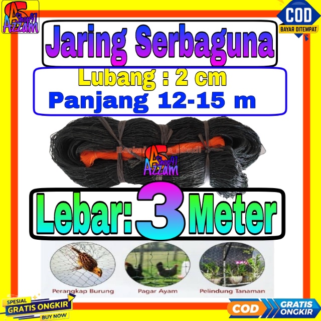 Jaring Pagar Ayam 3 meter / Jaring Lubang Kecil /Jaring Kandang /Jaring Burung / Jaring Taman