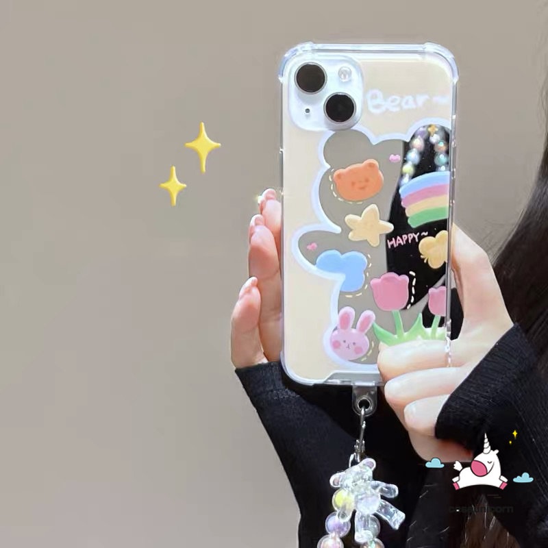 Case Handphone Motif Kartun Beruang Pelangi Untuk iPhone 11 7plus 8plus 7 8 Plus XR X XS Max 11 12 13 Pro Max SE
