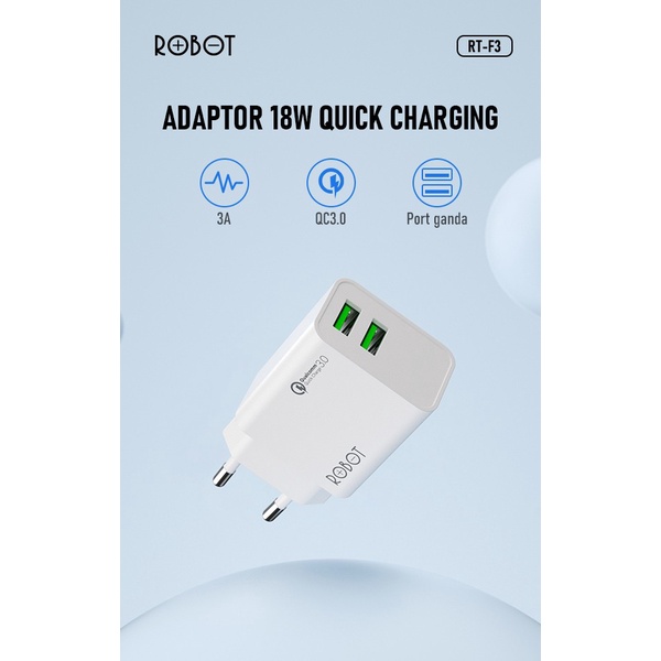 Robot RT-F3 Dual USB Charger Qualcomm QC3.0 18W 2USB Quick Charge