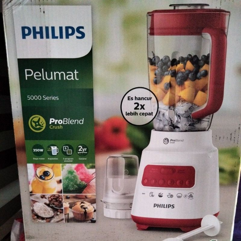 BLENDER PHILIPS 5000 SERIES HR2221 HR 2221 PLASTIK TIPE BARU MELEMBUTKAN ES SELEMBUT SALJU GARANSI RESMI