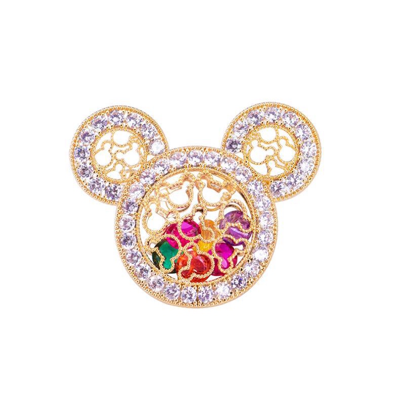 Bros Pin Bentuk Mickey Mouse Aksen Kristal Warna-Warni Untuk Wanita