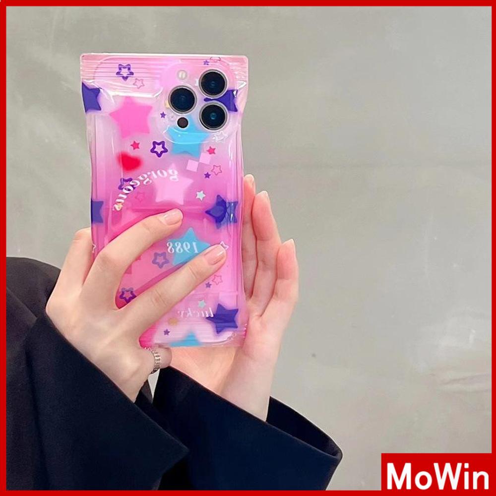 For iPhone 14 Pro Max iPhone Case Snack Bag TPU Soft Case Clear Case Airbag Shockproof Camera Cover Cute Pink Star Compatible For iPhone 13 Pro Max 12 Pro Max 11 7Plus xr