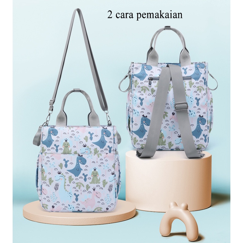 [1KG 3PCS] Babyland Tas Bayi Multifungsi Tempat tidur lipat Baby diapers bag Perawatan Perlengkapan Selempang Canvas Anti Air New