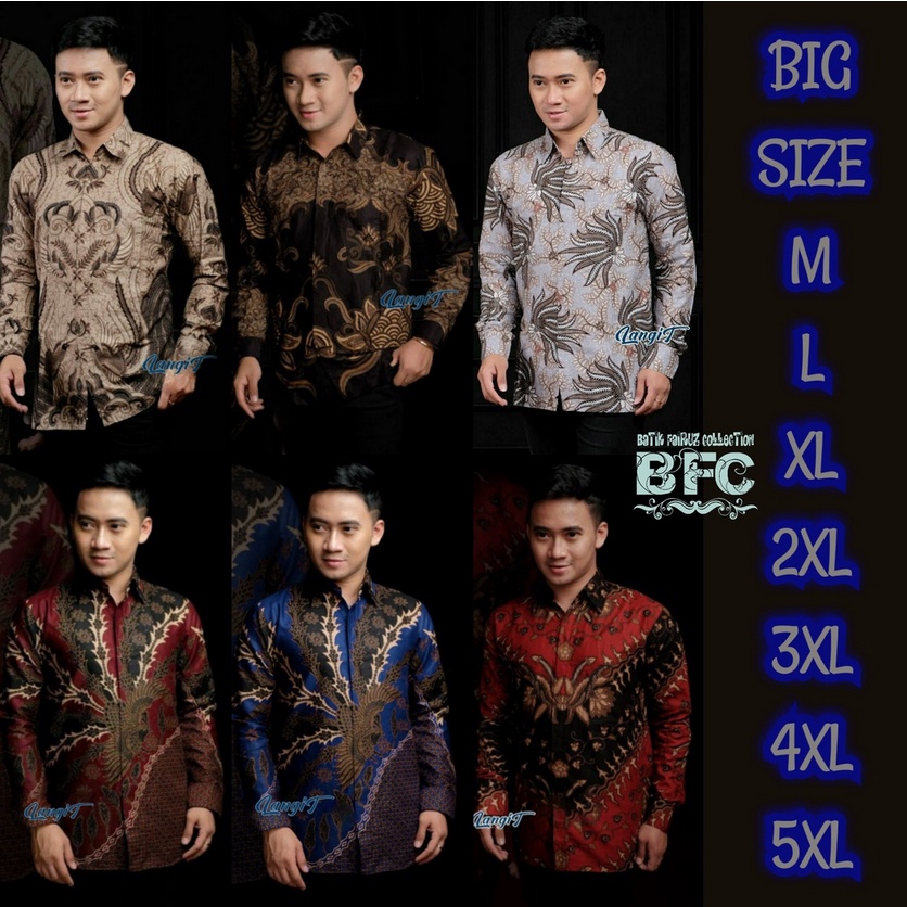 BATIK PRIA  lengan panjang SIZE M L XL XXL  BSWART BatiK HRB026 Kenongo  Panjang Padi