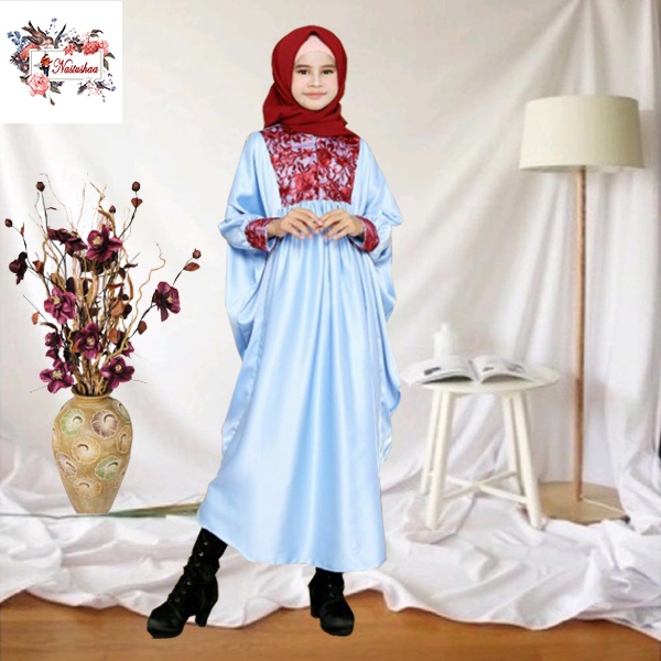 KAFTAN ANAK TANGGUNG USIA 7- 10 TAHUN | KAFTAN CANTIK TILE IMPORT BAJU MUSLIM BAJU LEBARAN BAHAN SATEN VELVET GAMIS ANAK PEREMPUAN