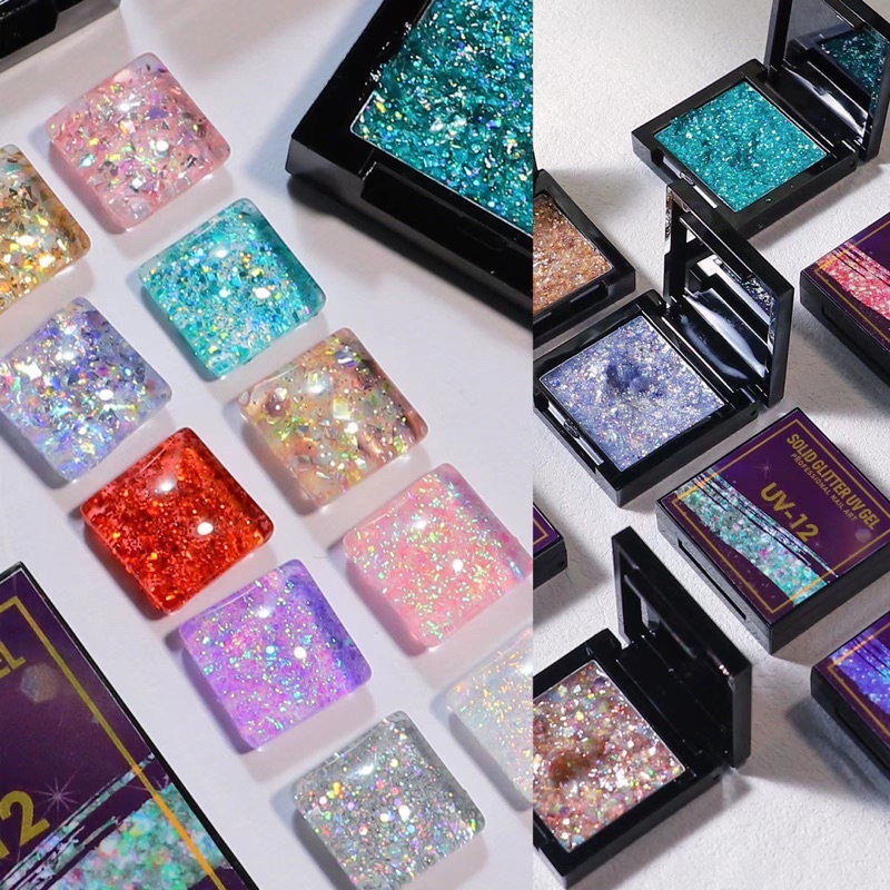 Solid Sequin Uv Gel Polish / Aurora Polarized Mix Color Japan Nails Shiny / Kutek Gel Shiny Thin Polarized