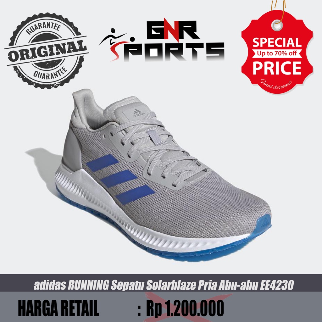 adidas RUNNING Sepatu Solarblaze Pria Abu-abu EE4230 Original 100%