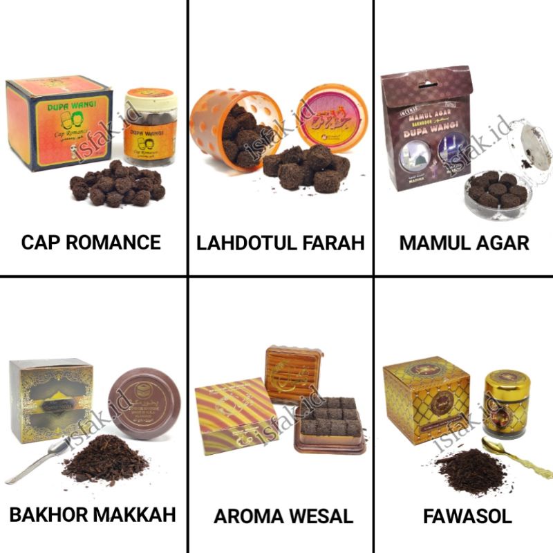 ALL VARIAN Bakhor Al Hamidi Bukhur Alhamidi Buhur Dupa Pengantin Cap Romance Bakhour Wesal Dupa Wangi Mamul Agar Lahdotul Farah Bokhor Makkah Mekkah Mabsoos Fawasol Incense Impor Saudi KSA