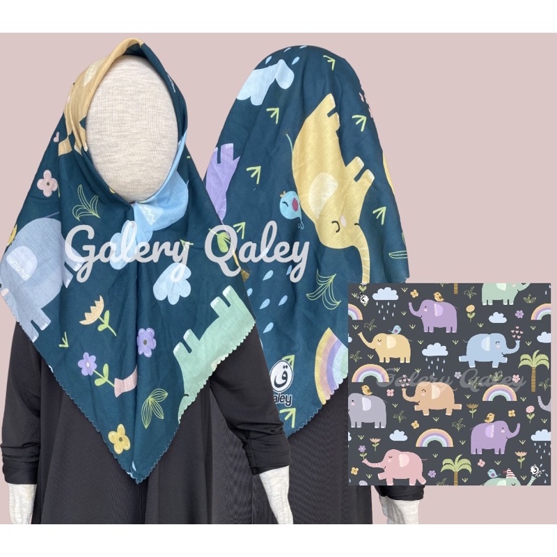 VOAL PRINTING ANAK INSTANT MOTIF ELEPHANT / HIJAB INSTANT ANAK MOTIF LUCU / HIJAB INSTANT LUCU ANAK / KERUDUNG ANAK