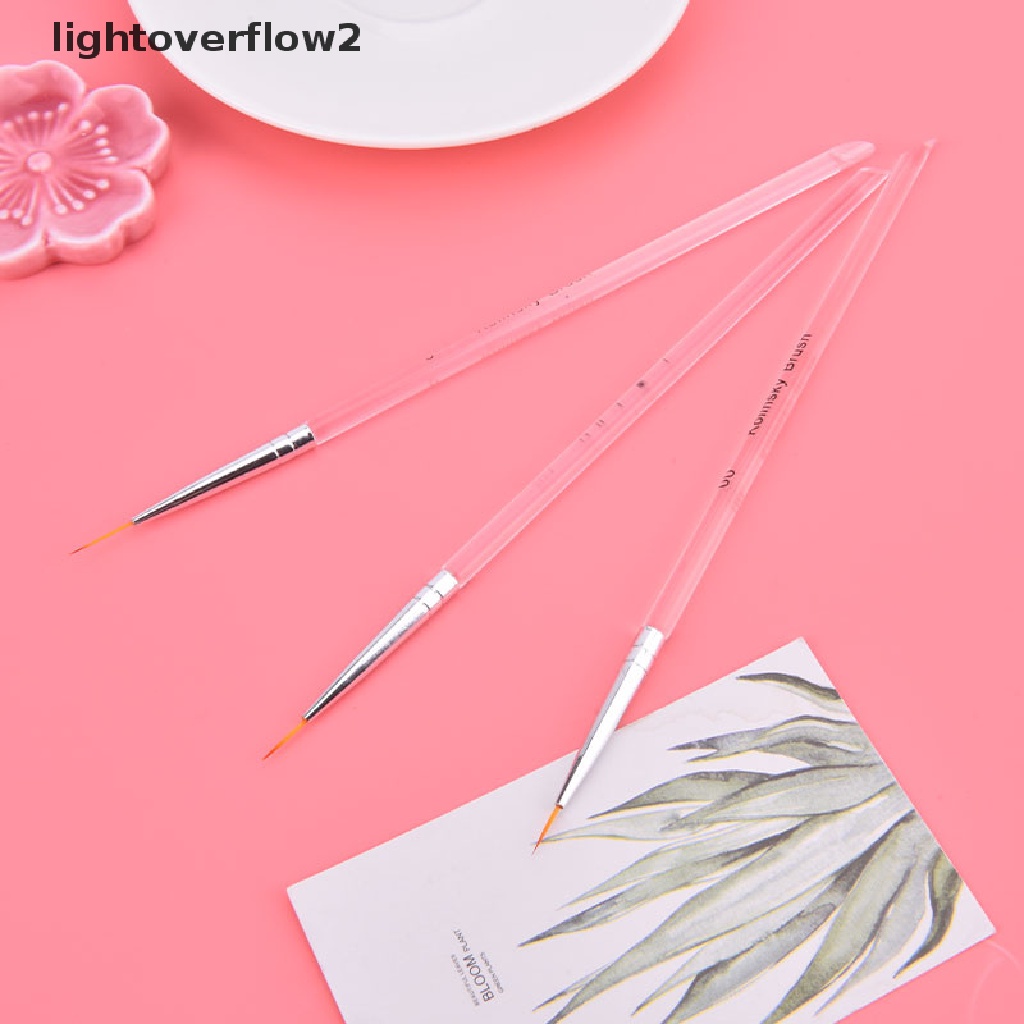 (lightoverflow2) 3pcs / Set Brush Pen Liner Gambar Garis Untuk Hiasan Nail Art DIY