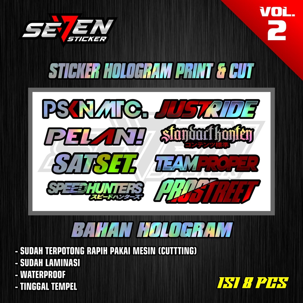 Sticker Racing Print & Cut Vol. 2 Bahan Vinyl & Hologram Stiker Motor Mobil Helm Laptop Anti Air Mur
