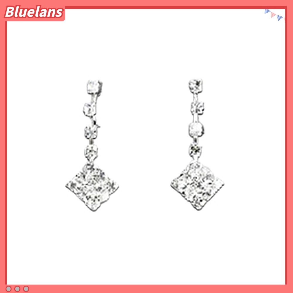 Bluelans Lady White Gold Plated Rhinestone Bridal Wedding Pendant Necklace Earrings Set