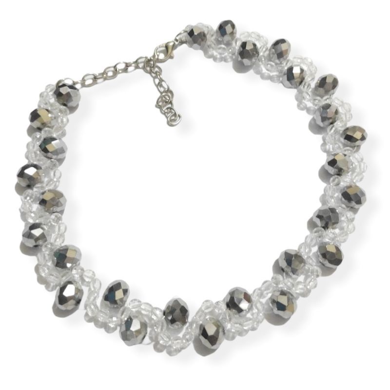 Martha Crystal Choker Necklace Kalung Diamond Kristal Anyam Luxury Premium Collection Kalung Pesta Korea